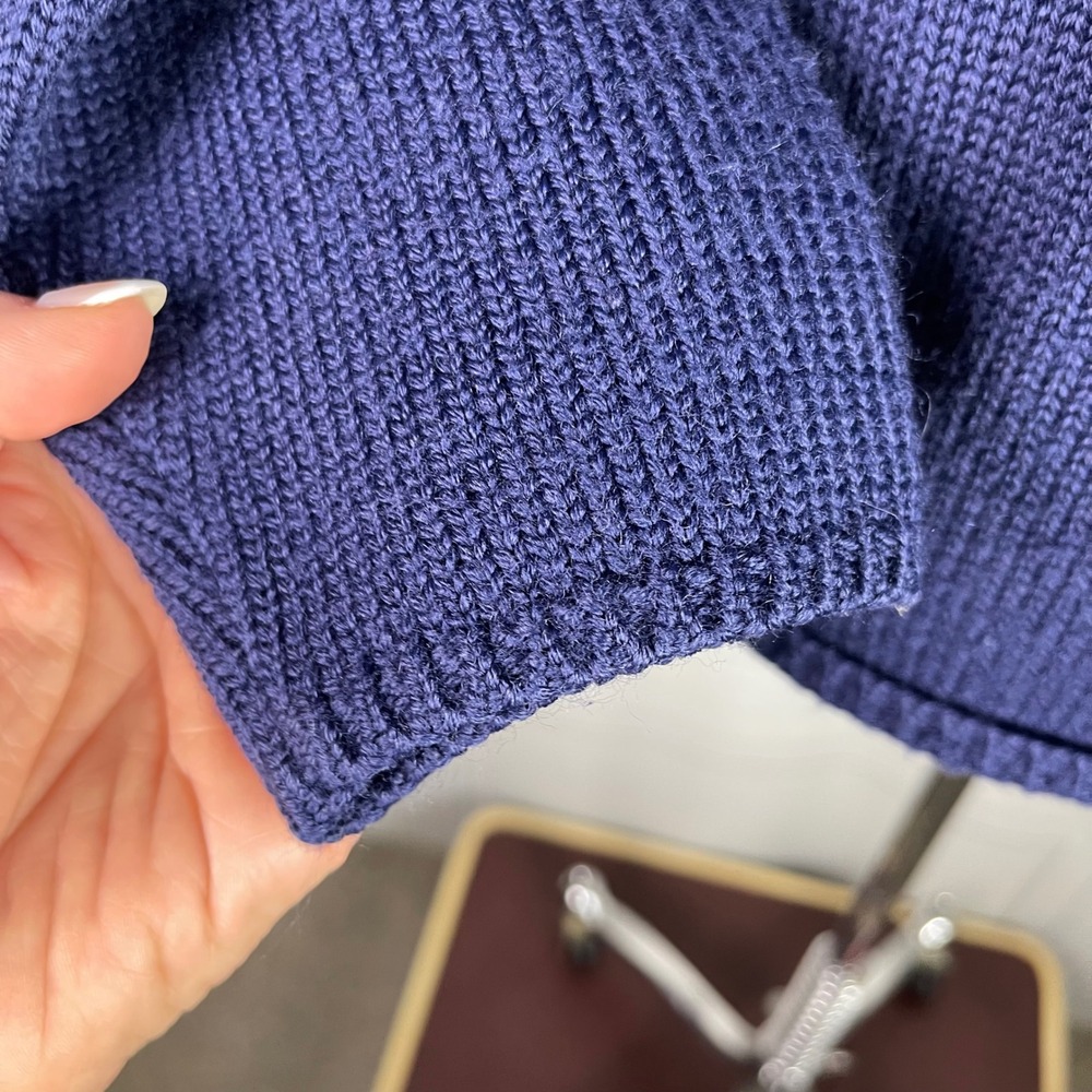 Vintage 90's - Old‎ Navy - V Neck Long Sleeve Wool Blend Knit Sweater - Navy -S - Picture 5 of 13